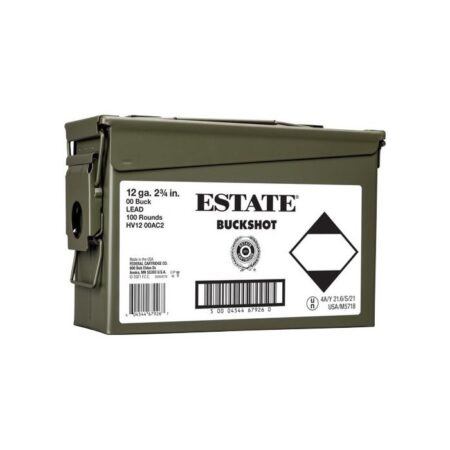 Estate Buckshot 12 Gauge 2-3/4" 00 Buckshot 9 Pellets- Ammo Can of 100