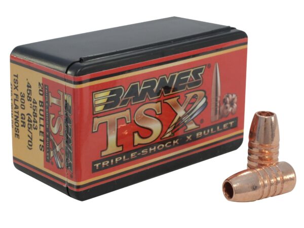 Barnes Bullets .45-70 Caliber (.458 Diameter) 300 Gr. TSX Flat Nose- Lead-Free- Box of 20- 30630