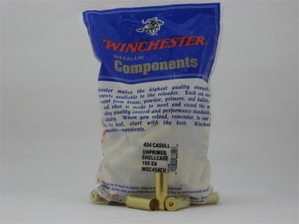 Winchester .454 Casull Unprimed Brass- Bag of 100- WSC454CU