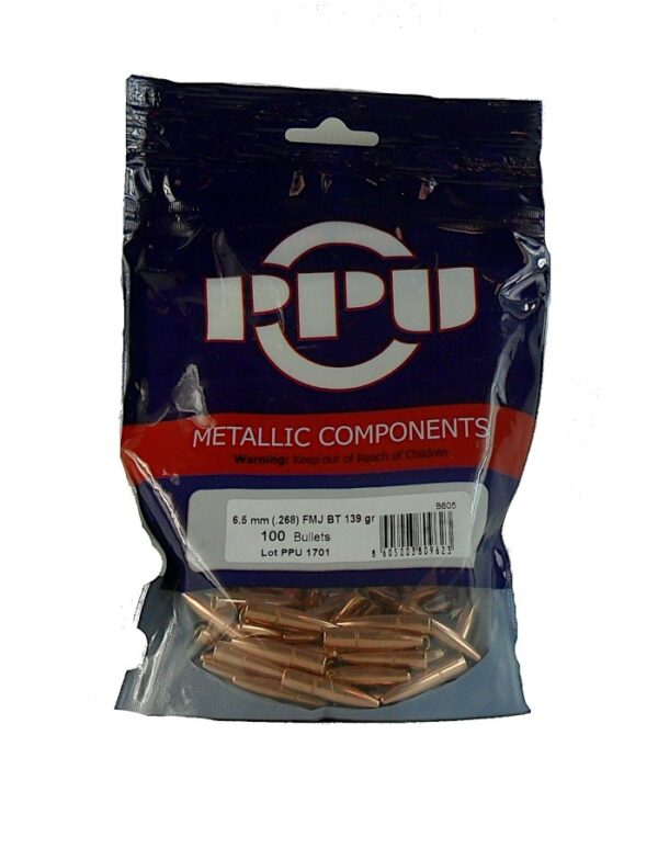 Prvi Partizan Bullets 6.5mm (.268 Diameter) 139 Gr. Full Metal Jacket Boat Tail- Bag of 100