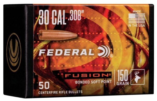 Federal Fusion Bullets .30 Caliber (.308 Diameter) 150 Gr. Fusion Bonded Soft Point- Box of 50