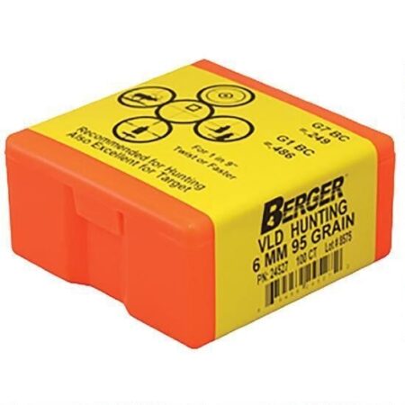 Berger Bullets 243 Caliber, 6mm (243 Diameter) 95 Gr VLD Hunting HPBT- Box of 100