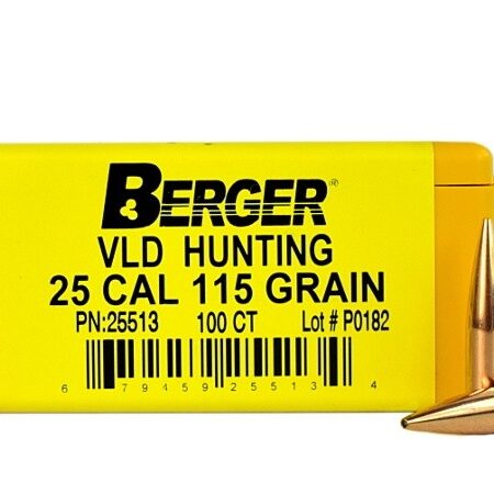 Berger Bullets .25 Caliber (257 Diameter) 115 Gr Hunting VLD HPBT- Box of 100