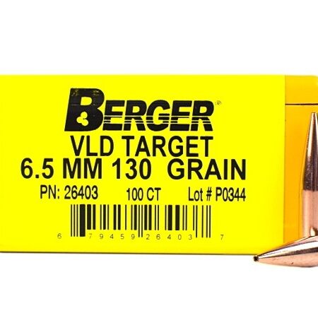 Berger Bullets .264 Caliber, 6.5mm (264 Diameter) 130 Gr Target VLD HPBT- Box of 100