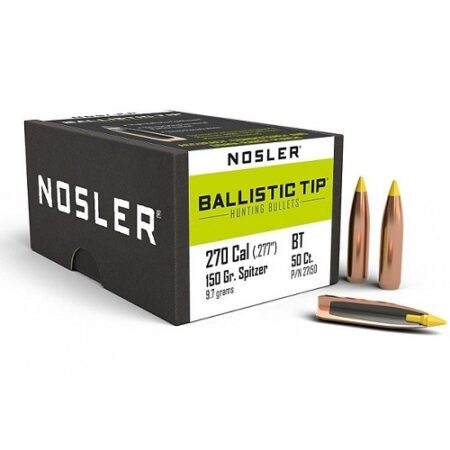 Nosler Bullets .270 Caliber/6.8mm (.277 Diameter) 150 Gr. Ballistic Tip Spitzer Boat Tail- Box of 50