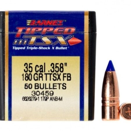 Barnes Bullets .35 Caliber (.358 Diameter) 180 Gr. Tipped TSX Flat Base- Lead-Free- Box of 50