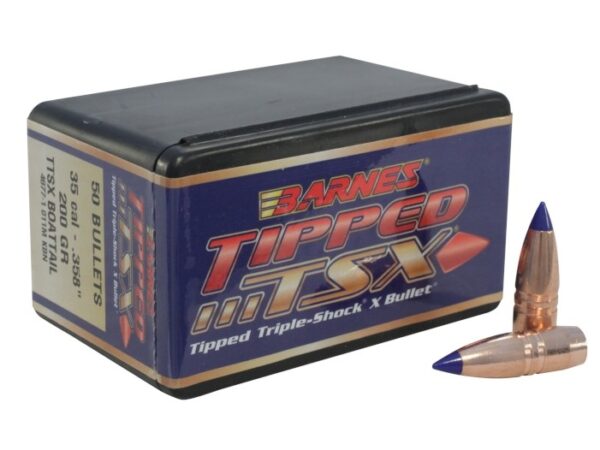 Barnes Bullets .35 Caliber (.358 Diameter) 200 Gr. Tipped TSX Boat Tail- Lead-Free- Box of 50