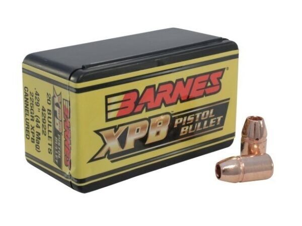 Barnes Bullets .44 Caliber (.429 Diameter) 225 Gr. XPB Solid Copper Hollow Point- Lead-Free- Box of 20