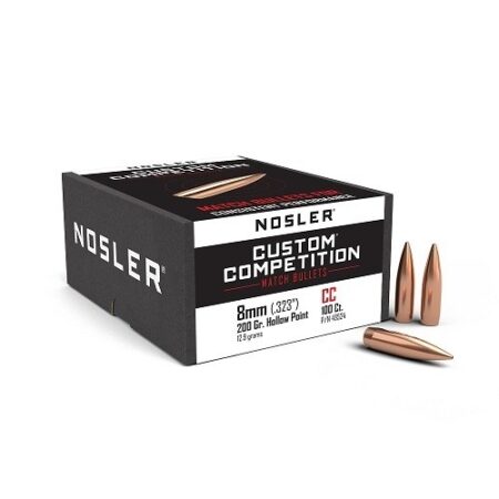 Nosler Bullets 8mm (.323 Diameter) 200 Gr. Custom Competition Hollow Point Boat Tail- Box of 100