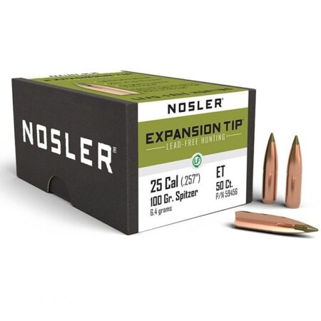 Nosler Bullets 25 Caliber (.257 Diameter) 100 Gr. E-Tip Spitzer Boat Tail- Lead Free- Box of 50