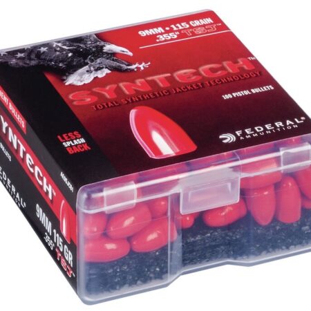 Federal Syntech Bullets 9mm Luger (.355 Diameter) 115 Gr Syntech Jacketed Round Nose- Box of 100