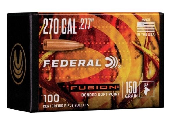 Federal Fusion Bullets 270 Caliber (.277" Diameter) 150 Gr. Fusion Bonded Soft Point- Box of 100
