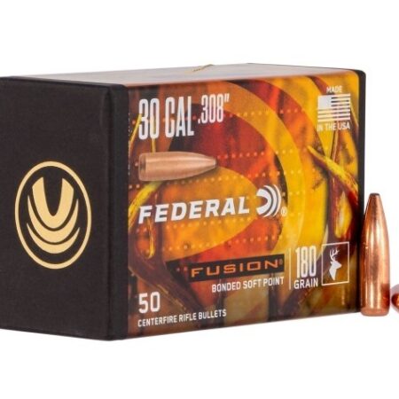 Federal Fusion Bullets .30 Caliber (.308 Diameter) 180 Gr. Fusion Bonded Soft Point- Box of 50