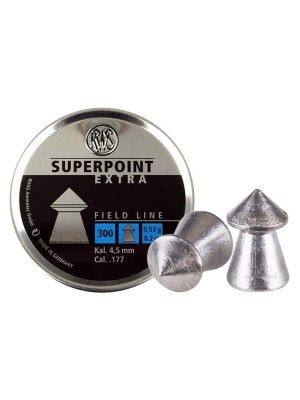 an image of the product RWS Superpoint Extra Field Line.177 Caliber/4.5mm Pointed Lead Pellets- Tin of 300 - 2317409