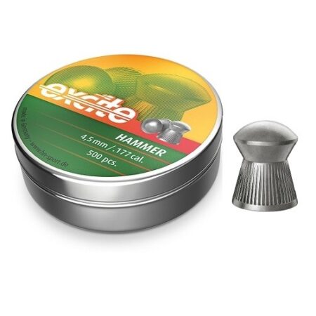 an image of the product H&N Sport Excite Hammer .177 Caliber/4.5mm Domed Lead Pellets- Tin of 500 - 93114500005