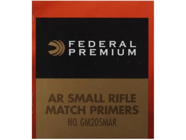 Federal Premium Gold Medal AR Match Grade Small Rifle Primers- Box of 1000 (HAZMAT Fee Required)- GM205MAR