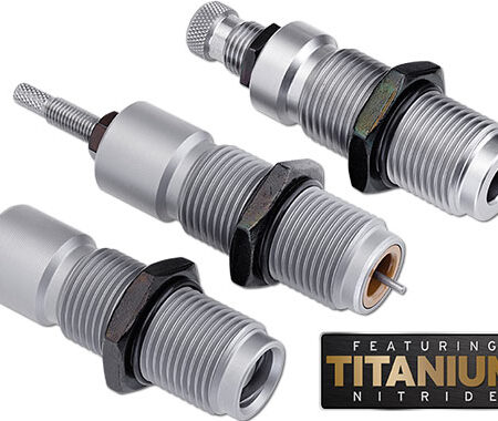 an image of the product Hornady American Series .45 ACP / .45 Auto Rim /.45 Win Mag Nitride 3-Die Reloading Set with Shell Holder- 486554