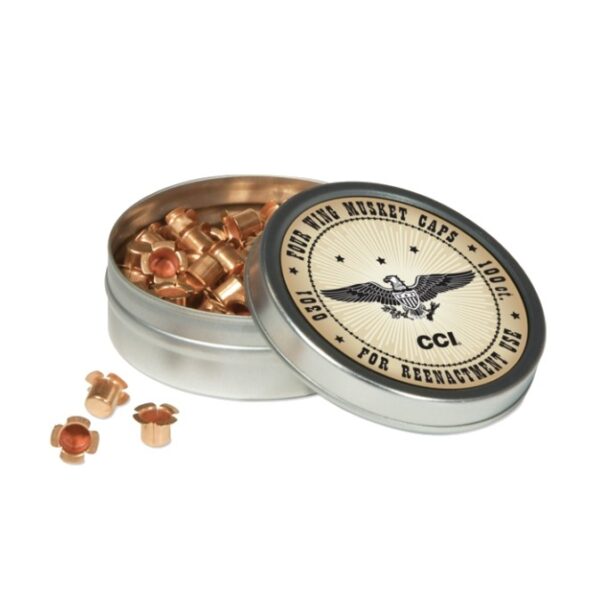 CCI Four Wing Musket Caps- Tin of 100 (HAZMAT Fee Required)- CCI0301