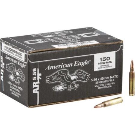 Federal American Eagle 5.56x45mm NATO 55 Gr. XM193 Full Metal Jacket Boat Tail- Box of 150
