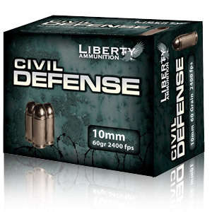 Liberty Civil Defense 10mm Auto 60 Gr. Fragmenting Hollow Point- Lead-Free- Box of 20