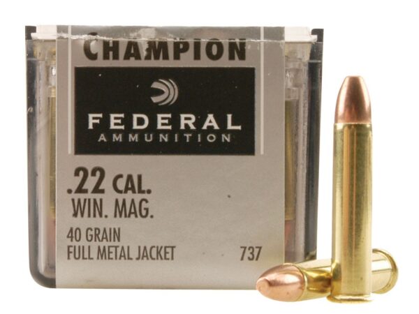 Federal Champion Target .22 Winchester Magnum Rimfire (WMR) 40 Gr. Full Metal Jacket- Box of 50