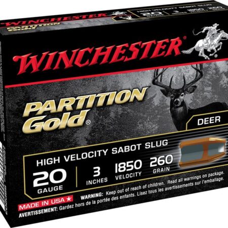 Winchester 20 Gauge 3" 260 Gr. Partition Gold Sabot Slug- Box of 5