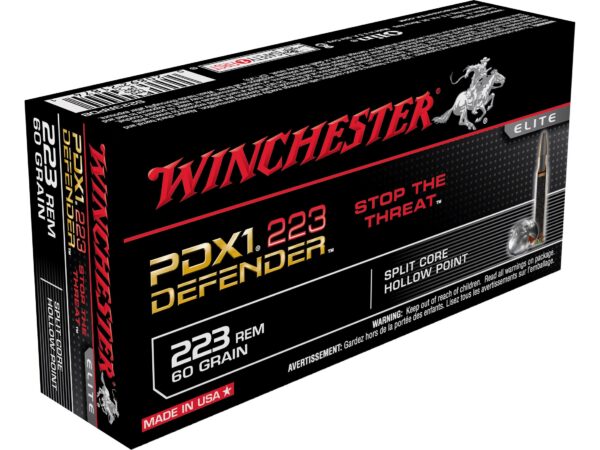 Winchester PDX1 Defender Self Defense .223 Remington 60 Gr. Bonded Jacketed Hollow Point- Box of 20
