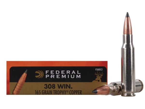 Federal Premium Vital-Shok .308 Winchester 165 Gr. Trophy Copper Tipped Boat Tail-Lead-Free- Box of 20