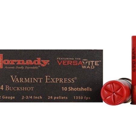 Hornady Varmint Express 12 Gauge 2-3/4" #4 Buckshot 24 Pellets- Box of 10