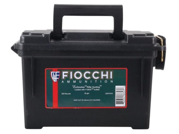Fiocchi Extrema .223 Remington 50 Gr. Hornady V-Max Polymer Tip- Ammo Can of 200
