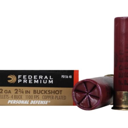 Federal Premium Personal Defense 12 Gauge 2-3/4" Reduced Recoil #4 Buckshot 34 Pellets- Box of 5