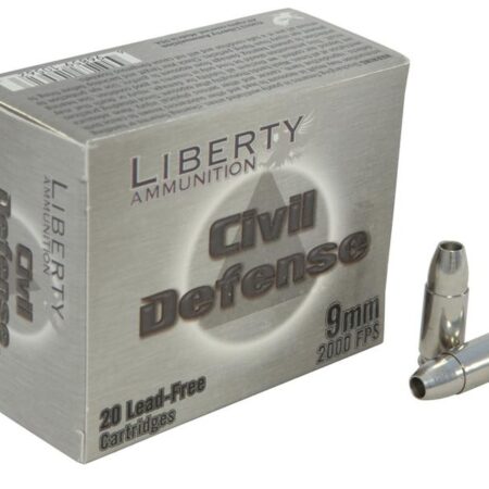 Liberty Civil Defense 9mm Luger +P 50 Gr. Fragmenting Hollow Point- Lead-Free- Box of 20