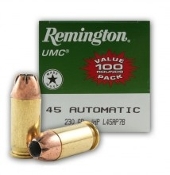 Remington UMC .45 ACP 230 Gr. Jacketed Hollow Point- Box of 100
