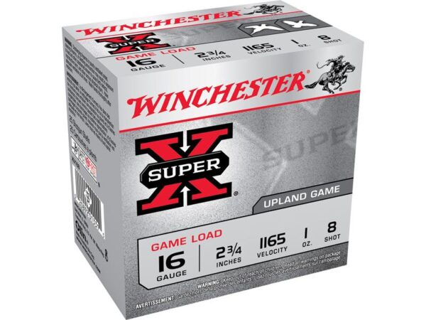 Winchester Super-X Game Loads 16 Gauge 2-3/4" 1 oz #8 Shot- Box of 25