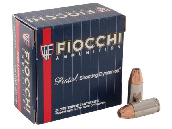Fiocchi Extrema 9mm Luger 124 Gr. Hornady XTP Jacketed Hollow Point- Box of 25