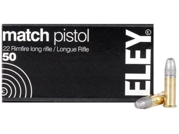 Eley Match Pistol .22 Long Rifle 40 Gr. Lead Round Nose- Box of 50