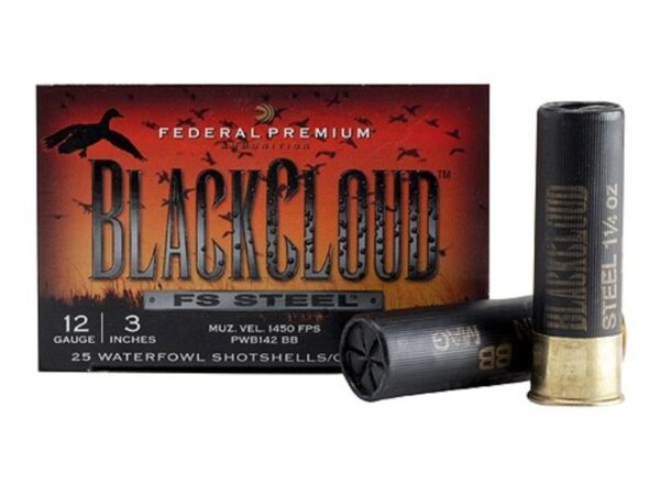 Federal Premium Black Cloud 12 Gauge 3" 1-1/4 oz BB Non-Toxic FlightStopper Steel Shot- Box of 25