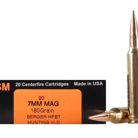 HSM Factory Blemish 7mm Remington Magnum 180 Gr. Berger Hunting VLD Hollow Point Boat Tail- Box of 20