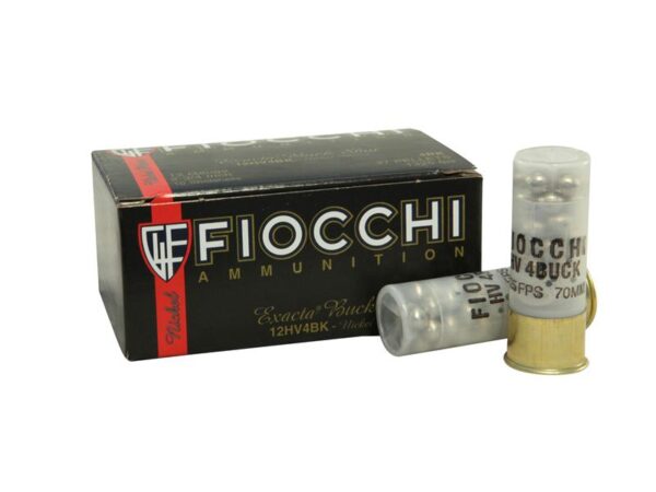 Fiocchi Exacta 12 Gauge 2-3/4" #4 Buckshot 27 Nickel Plated Pellets- Box of 10