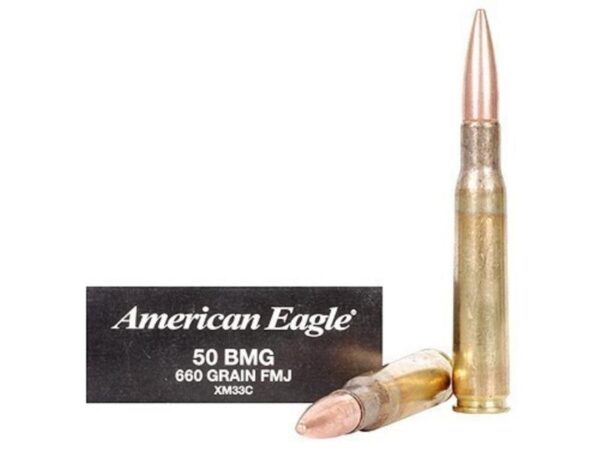 Federal American Eagle .50 BMG 660 Gr. XM33 Full Metal Jacket- Box of 10