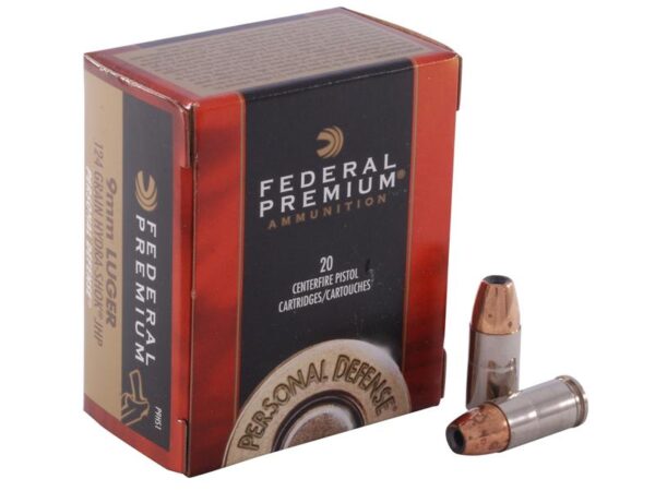 Federal Premium Personal Defense 9mm Luger 124 Gr. Hydra-Shok Jacketed Hollow Point- Box of 20