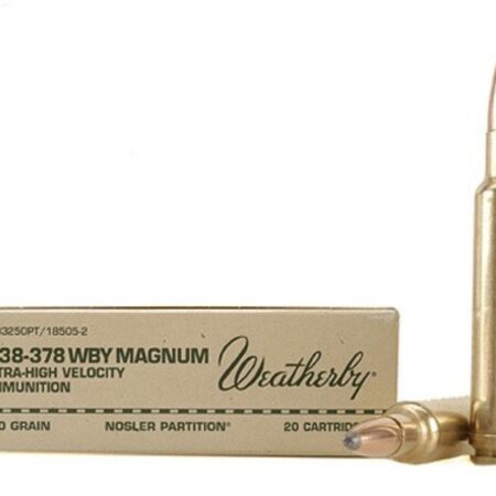 Weatherby .338-378 Weatherby Magnum 250 Gr. Nosler Partition- Box of 20