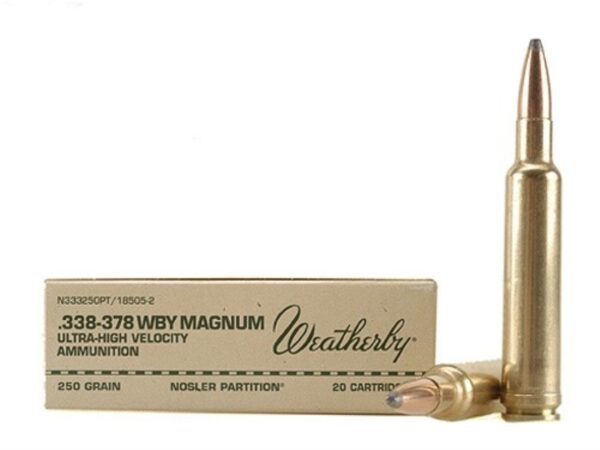 Weatherby .338-378 Weatherby Magnum 250 Gr. Nosler Partition- Box of 20
