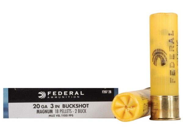Federal Power-Shok 20 Gauge 3" Buffered #2 Buckshot 18 Pellets- Box of 5