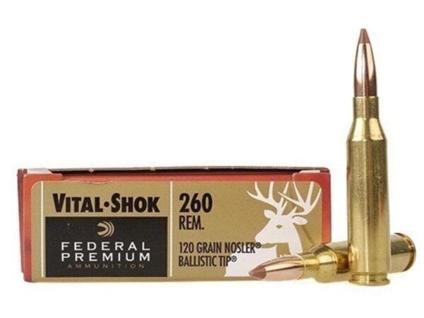 Federal Premium Vital-Shok .260 Remington 120 Gr. Nosler Ballistic Tip- Box of 20