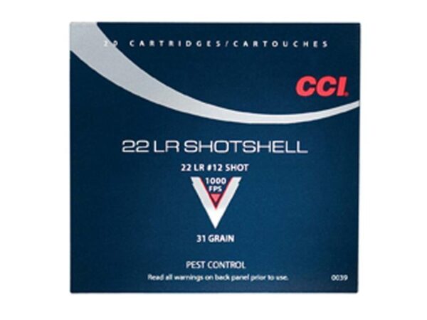 CCI Shotshell .22 Long Rifle 31 Gr. #12 Shot- Box of 20