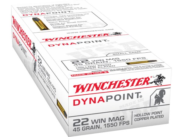 Winchester Dynapoint .22 Winchester Magnum Rimfire (WMR) 45 Gr. Plated Lead Hollow Point- Box of 250