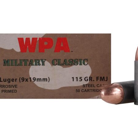 Wolf Military Classic 9mm Luger 115 Gr. FMJ (Bi-Metal)- Box of 50