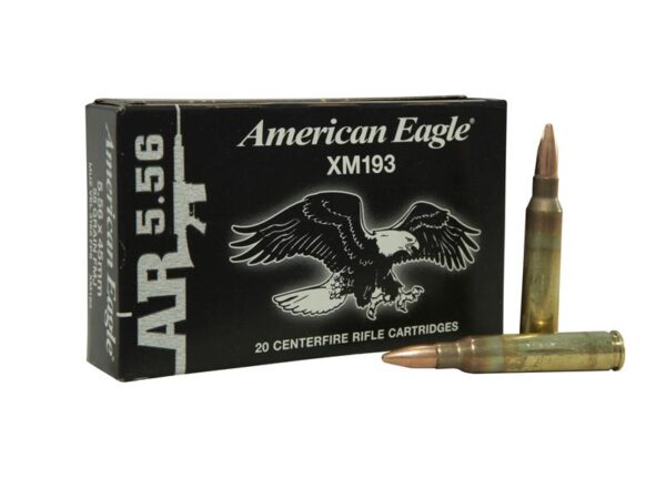 Federal American Eagle 5.56x45mm NATO 55 Gr. XM193 Full Metal Jacket Boat Tail- Box of 20