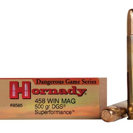 Hornady Dangerous Game SUPERFORMANCE .458 Winchester Magnum 500 Gr. Solid Round Nose- Box of 20